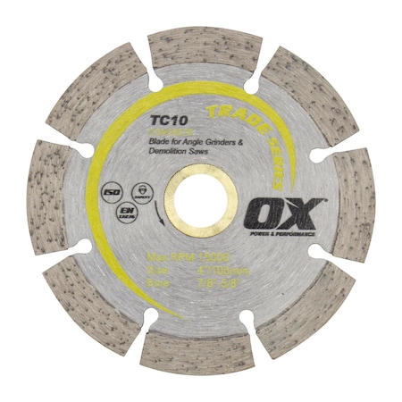Ox Tools Trade General Purpose / Concrete Diamond Blade, Diameter: 4" / 100mm, Bore: 7/8"-5/8" / 22mm-15mm OX-TC10-4